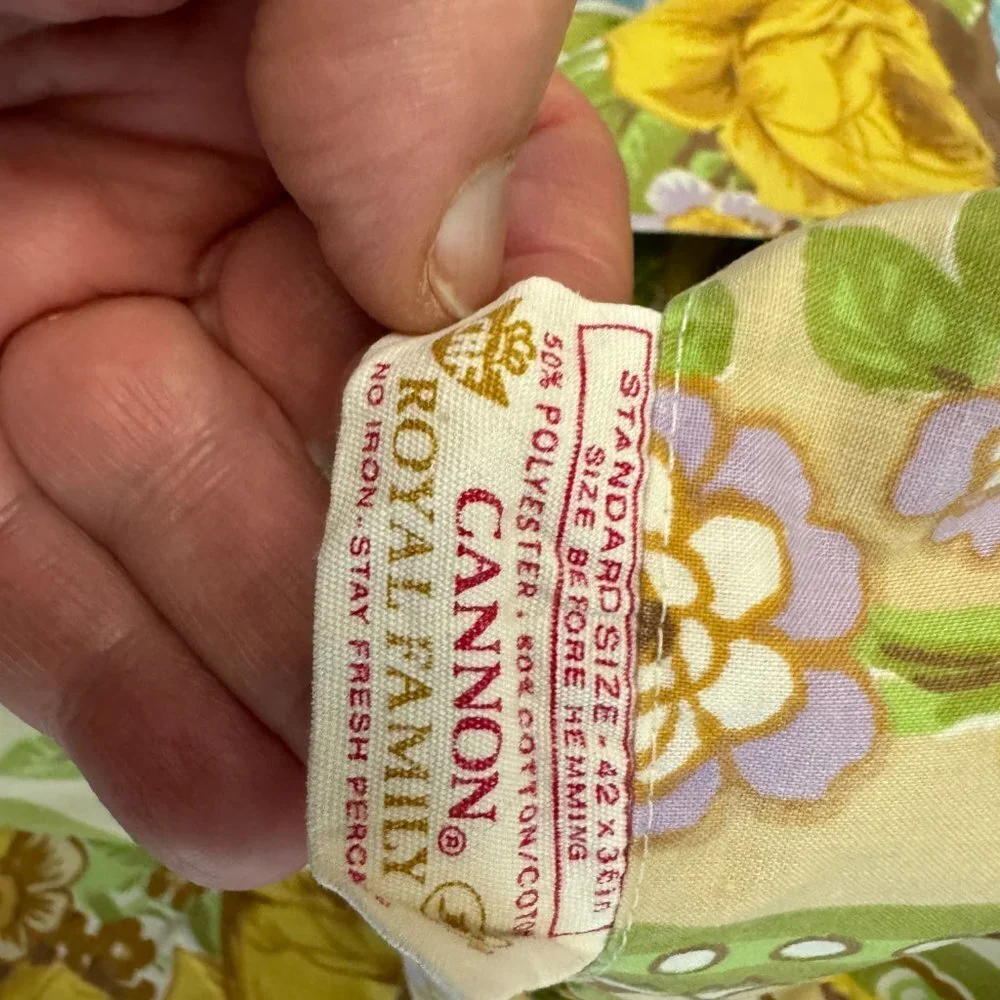 Vintage Cannon Set  3 pc Pillow Cases Floral Yellow Roses